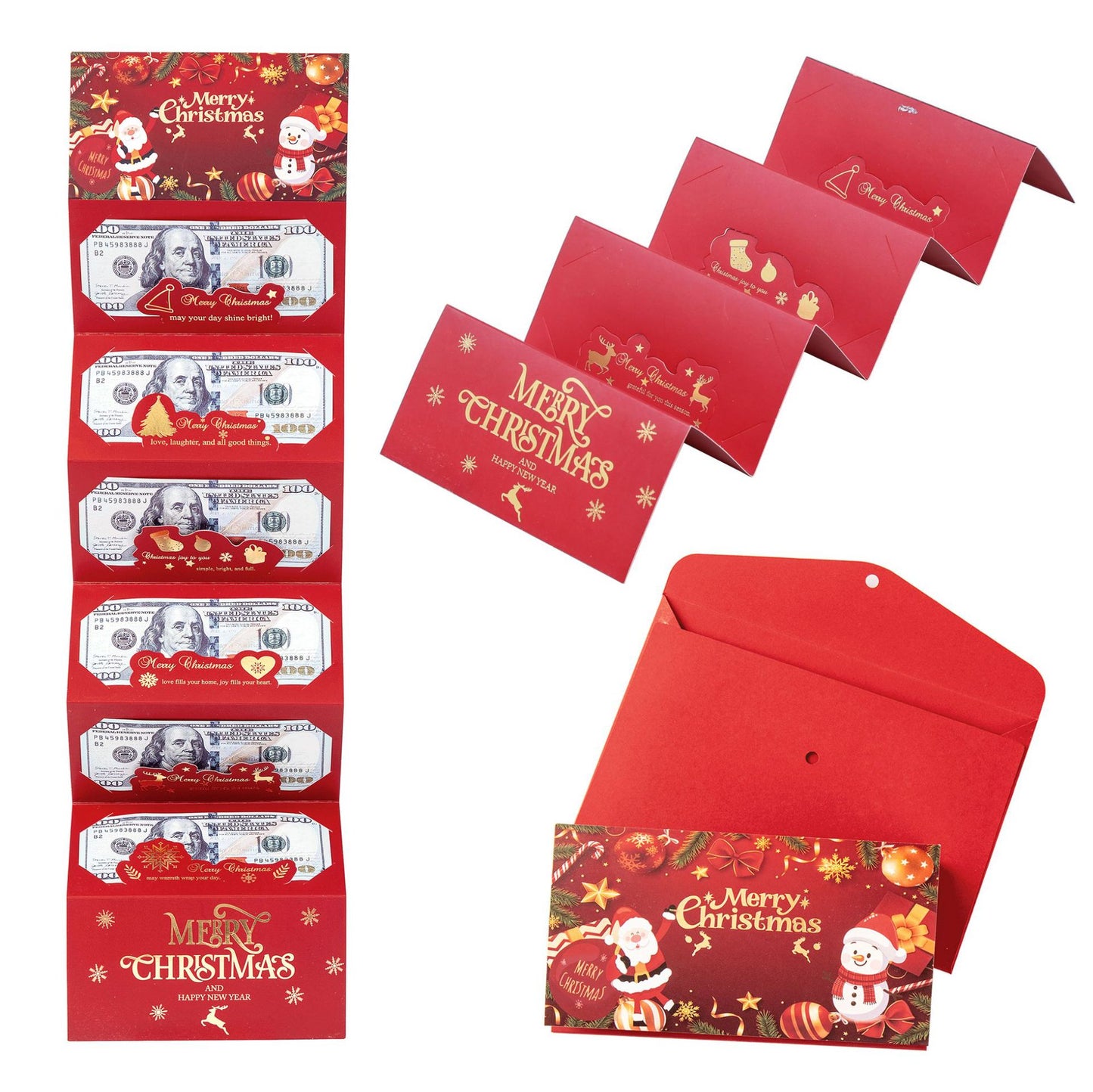 2025 Christmas Santa Claus Dollar Diy 6 Card Slot Red Envelope