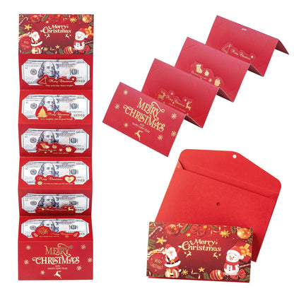 2025 Christmas Santa Claus Dollar Diy 6 Card Slot Red Envelope